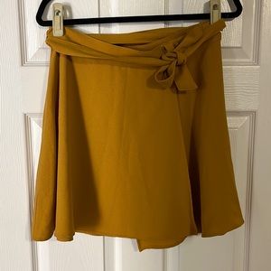 American Apparel Mustard Wrap Miniskirt